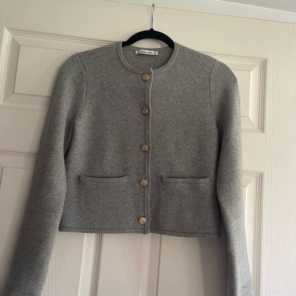 Abercrombie & Fitch Gray Cardigan Sweater